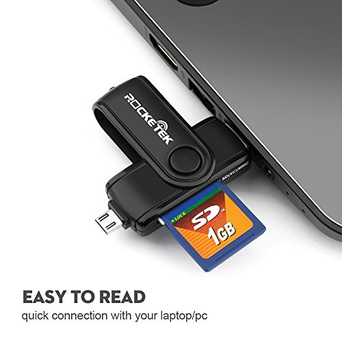 OTG Kartenleser Adapter, Rocketek USB 3.0 Speicherkartenleser mit 2 Steckplätzen SD / TF Kartenleser – Stützleser 2 verschiedene Speicherkarten gleichzeitig - 7