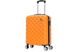 Preston Morgan 55x40x20cm Ryanair Priority Cabin Suitcase, Inc for EasyJet, Jet2, Hardshell Lightweight Small Suitcase with Built-in Cup Holder 4 Wheels and Built-in TSA Lock (Orange, 44Liter)