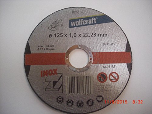 10 Stück Wolfkraft Flex Trennscheiben für Inox, Edelstahl, 125x1,0x22,23mm,