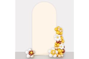 AIBIIN Marco de fondo beige sólido con forma de arco de 3.3 x 7 pies, ajuste de 2 lados para ceremonia de boda, fiesta de cumpleaños, baby shower, decoración de banquetes