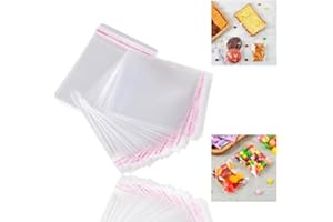 LURENSA 100pcs14x20Cm Bolsas celofan Transparente autoadhesivas pequeñas para regalos, cumpleaños. Bolsas de plástico sin orificio para chuches, bombones, galletas dulces, regalo infantil, joyas y más.