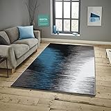 Savoy Läufer Bettumrandung im Modernen Design Teppich Florhöhe 11 mm Farbe Silber-Türkis Größe: 80x300 cm
