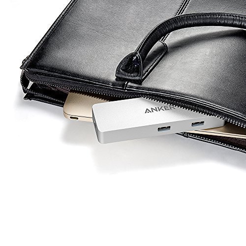 Anker Premium USB-C Hub mit Ethernet und Power Delivery, 2 USB 3.0 Ports, 1 USB C Ladeport, 1 Ethernet Port, Aluminiumgehäuse für das neue MacBook und ChromeBook Pixel (Weiß) - 5