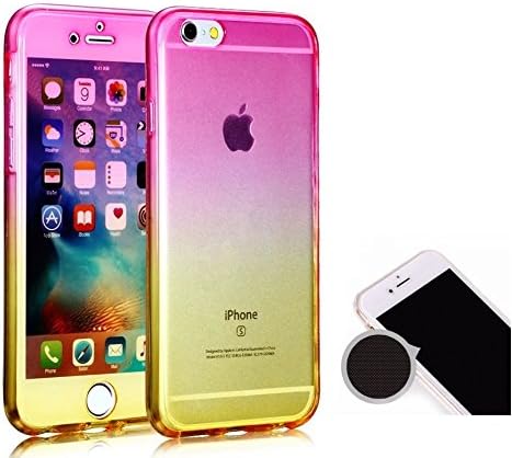 TheTransporter Slim 360 degree Protective Front and Back Full Coverage TPU Silicone Gel Case Cover For Apple iPhone 5 5s se (Pink/Yellow)
