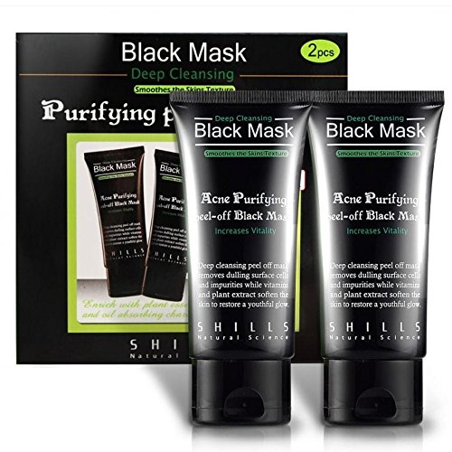 2x Black Mask Mitesserentferner Schwarze Maske Peel Off gegen Mitesser Blackhead Maske im Doppelpack • 2x 50ml • Mitesser Pickel Akne Entferner Gesichtsmaske Tiefenreinigung Gesichtspeeling • 100% Original Shills Produkt - 2