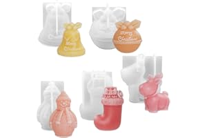 LANSKYLAN 5 Pezzi Stampi per Candele in Silicone per Natale Stampi in Silicone 3D di Natale Stampi Silicone per Fare Sapone Stampo per Candele Natalizie per Candele Sapone e Artigianato Fai da Te