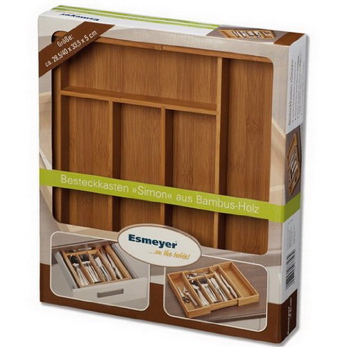 Esmeyer 290-078 variabler Besteckkasten SIMON aus Bambusholz, passend für alle handelsüblichen Schubladen, ausziehbar von ca. 28,5 auf ca. 40,0 cm, - 3