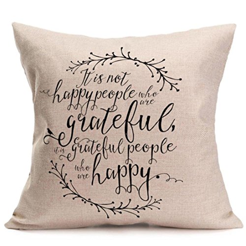 Preisvergleich Produktbild DekorativeVovotrade Kissenbezüge Moderner Stil für Sofa Happy Thanksgiving Brief gedruckt Blume weiches Leinen Kissenbezug Kissenbezug Home Decor Deckenhüllen Kissenbezug Kissenhülle Kissenbezüge (E, 18"x18" (approx 45cm*45cm))