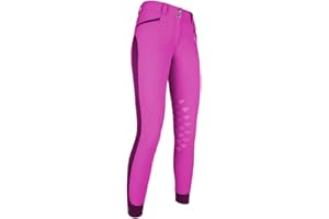 HKM Reithose-Diamonds Eva Pink Star-Silikon-kniebes.2502, Pantaloni Unisex-Adulto