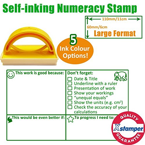 Maths Accuracy, Workings Out, Presentation Numeracy Feedback and Marking Stamp - Large Format (5.2x10cm) (Green)