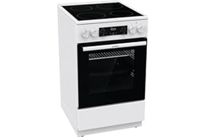 Gorenje GEC5C 41 WG Elektro-Standherd mit Glaskeramik-Kochfeld / 50 cm / 70 Liter/GentleClose/Schnellaufheizung/Pizzamodus 300°C/Teleskopauszug/AquaClean/weiß
