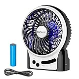 Einfach anzuwenden - Schalten Sie den Lüfter mit einem einzigen Tastendruck ein und wählen Sie dann die Geschwindigkeitseinstellung anhand der deutlich markierten Auswahlmöglichkeiten. Hinweis: Bitte entfernen Sie die Aufkleber auf der einen Seite der Batterie vor der ersten Verwendung.