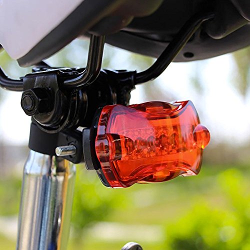 Rücklicht, Yesloo 5 LED Fahrradbeleuchtung mit 7 Leuchtmodi Wasserdichte Fahrrad Licht/ Nacht Rück Fahrradlampe, Akku Betrieben, Schwarz & Rot - 2