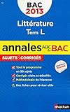 Image de ANNALES BAC 2013 LITTERATURE T