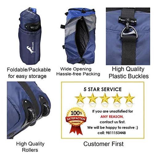 Chris & Kate Polyester Blue 50 litres Travel Foldable Spacious Duffle Bag with Wheels Lightweight Trolley Bag with Space Saver Self Storage Luggage Bag-203 - Image 6