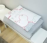 Amilian® Baby Bettwäsche 5tlg Bettset mit Nestchen Kinderbettwäsche Himmel 100x135cm My Zoo/ rot Chiffonhimmel - 4
