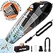 Produktbild KUTIME Auto Staubsauger High Power Nass Trocken Vac mit LED-Licht, DC 12V Portable Staubsauger für Auto mit 16.4 Fuß Netzkabel, Edelstahl HEPA