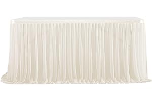 Highdi Tulle Table Skirt for Parties Rectangular Table, Fluffy Tulle Desk Gauze for Wedding Parties Birthday Parties and Home Cake Table Décor (6FT/183x77cm,Beige white)