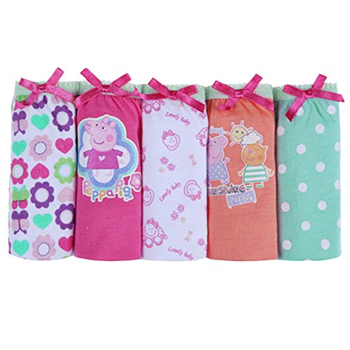 Lovely Girls' Lovely Pig 5 Pack Colorful Cotton Briefs Panties 100cm