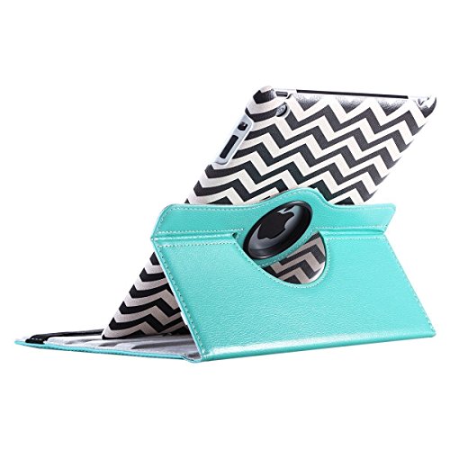 iPad 2 3 4 Hülle, ULAK iPad 2 Hülle 360 Grad Rotierend Stand Smart Cover Case Schutzhülle Tasche Etui mit Auto Schlaf / Wach Funktion für Apple iPad 2 3 4 (Welle-Blau/Schwarz) - 6