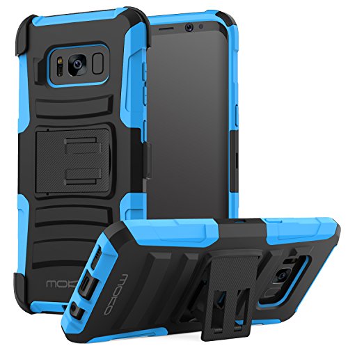MoKo Samsung Galaxy S8 Plus Funda - Cuerpo de la Resistente Funda Giratoria con Clip de la Correa Resistente Choque de Doble Capa para Samsung Galaxy S8 Plus Smartphone  Azul
