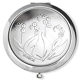 Vanroe 'Forget Me Not' Flower Designer Compact Mirror in Gift Box - Magnified, Engravable, Art Nouveau