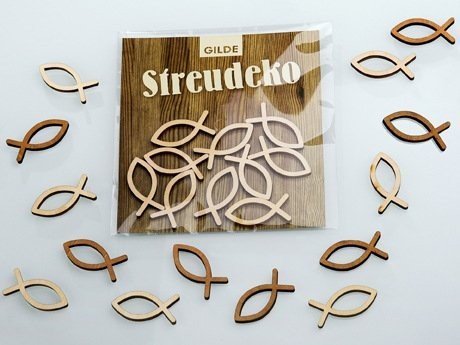Gilde Tischstreu Streuartikel ' Fische ', Holz, 36 Stück, im dunklen und hellen Holz gemixt, Konfirmation, Kommunion, Taufe