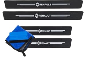 ODOKIT Seuil De Protection Porte Fibre De Carbone - Compatible avec Renault Clio, Captur, Megane, Kadjar, Twingo, Master, Arkana - Accessoires 4 Pièces - Facile à Installer - Pose Rapide (Logo 2021)