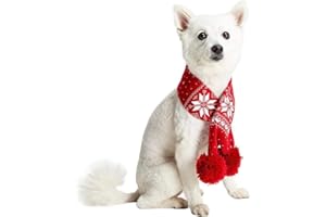Blueberry Pet Christmas Fair Isle Dog Scarf in True Red, X-Large