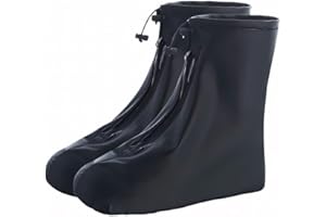 LATRAT 1 paio di copriscarpe impermeabili, copriscarpe impermeabili riutilizzabili con cerniera copristivali da pioggia, stivali da pioggia antiscivolo Muddy Road, Unisex, nero, XXL