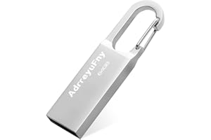 ADRREYUFNY USB Stick 64GB, Pen Drive Flash Drive USB 2.0 Wasserdicht Memory Stick 64GB Metall Tragbarer Speicherstick für Laptop, Computer usw (Silber)