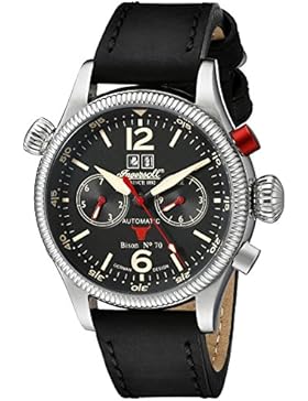 Ingersoll Unisex Automatik Uhr mit schwarzem Zifferblatt Analog-Anzeige und schwarz Lederband in3225bk