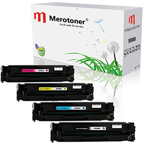 Merotoner® 4er Set Toner kompatibel zu HP 201X CF400X CF401X CF402X CF403X | Für HP Color LaserJet Pro 200 M252n ∙ Pro M252dw ∙ Pro MFP M277dw ∙ Pro MFP M277n ∙ Pro MFP M274n | Toner als Ersatz für HP Laserdrucker und Multifunktionsdrucker