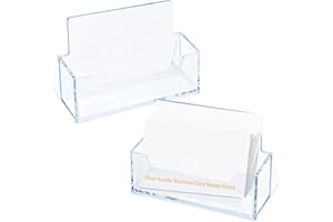 Jatipy Clear Acrylic Business Card Holder Stand - 2 Pack, Stylish and Professional Display Stand for Office, Desk, Counter, and Reception