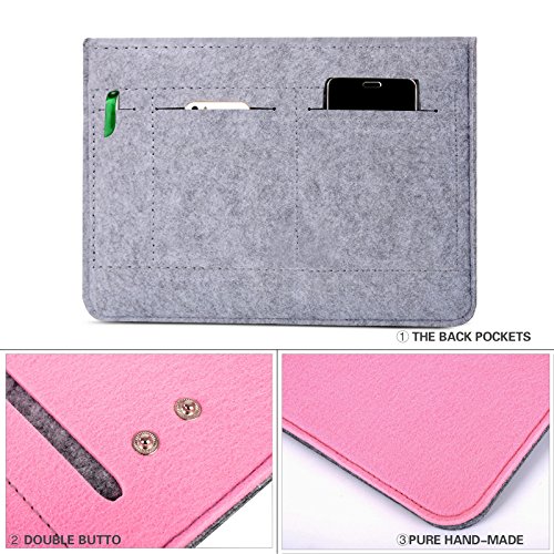 YESSBON 13,3 Zoll Macbook Air/Pro Retina Schönem Filz Sleeve Filztasche Hülle Ultrabook Laptop Tasche Notebook-Taschen Speziell für 13,3 Apple Macbook Pro Retina und Macbook Air Zoll entworfen (Grau Pinke) - 4