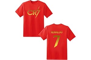 LOVEVO Boys Crew Neck T-Shirts, Cristiano Ronaldo CR7 Football Lovers Printed Round Neck Tee Tops for Boys, Girls & Kids, 5-15 Years
