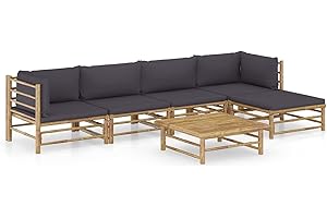 Festnight Gartenlounge Loungemöbel Terrasse Gartenmöbel Set Bambus Garten Lounge Sofa Outdoor Couch Set Sitzgruppe Garten Sofagarnitur Terassenmöbel 6-TLG
