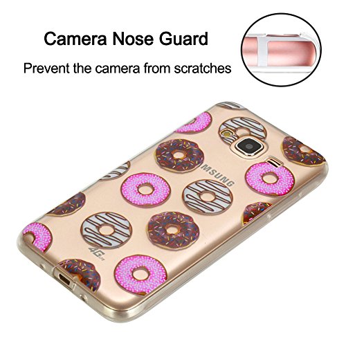 Funda Samsung Galaxy J3 2016 SM-J320F Silingsan Funda de Silicona TPU para Samsung Galaxy J3 2016 SM-J320F Carcasa Transparente Soft Clear Case Cover Funda Blanda Flexible Carcasa Delgado Ligero Caja Anti Rasgu  os Anti Choque con Dise  o Creativo - Donas Dulces