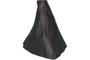 THE TUNING-SHOP LTD Soufflet de levier de vitesse en cuir noir avec coutures rouges