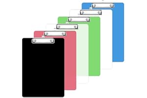 XHDA Plastic Clipboard A4 Pack of 6, Multicolour A4 Clipboard with Hanging Hole and Metal Clip for Office, Work, Classroom, Business