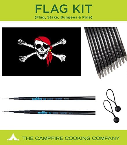 Brookite Festival Flag Pole kit with Pirate Flag, 6m Pole, Ground Stake and Bungees