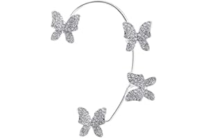 BSLVWG deux pièces paillettes strass papillon boucles d'oreilles Vintage non percé fausses boucles d'oreilles mariage alpiniste sac oreille bal femmes boucles d'oreilles