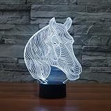 3D Pferd Glühen LED Lampe 7 Farben erstaunliche optische Täuschung Art Skulptur Ferneinstellung Lichter produziert einzigartige Lichteffekte und 3D-Visualisierung für Home Decor-kreative Geschenk - 3
