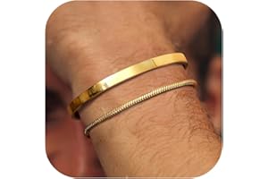 YADOCA Bransoletki męskie, możliwość układania w stos, dla mężczyzn, chłopców, mankietów, węża, linki, łańcuszek kubański, zestaw 19/21 cm, biżuteria męska, prezent dla taty, przyjaciela, męża, syna