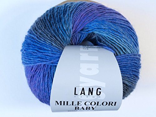 50 g Mille Colori Baby Fb. 88 flieder-petrol-blau Lang Yarns * Wolle Strickgarn Häkelgarn * für Bekleidung, Socken und Accessoires * NEU