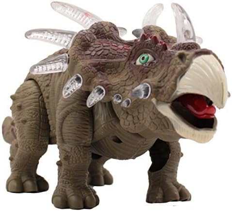 Techege Battery Powered Triceratops Dinosaur Toy Realistic Sounds and Fun Lights, Walks and Roars!