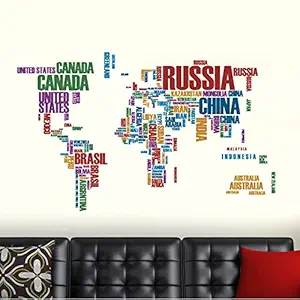 Decals Design 6981 StickersKart Wall Stickers World Map with Country Names Wall Covering Area: 115cm x 90cm(Multicolor)