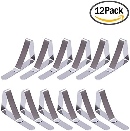 Tablecloth Clips, 12 Packs Tablecloth Clips Stainless Steel Table Cover Clamps Table Cloth Holders