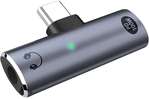 IVIVTOR USB-C hörlursadapter 2 i 1–3,5 mm jack ljud och 100 W laddning