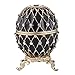 Produktbild Russische Fabergé-Stil geschnitzt Ei/Schmuckkästchen mit Gitter 7,5 cm schwarz